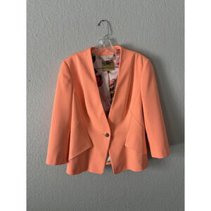 Ted Baker Blazer Size 3 (Medium) Orange Coral Collarless